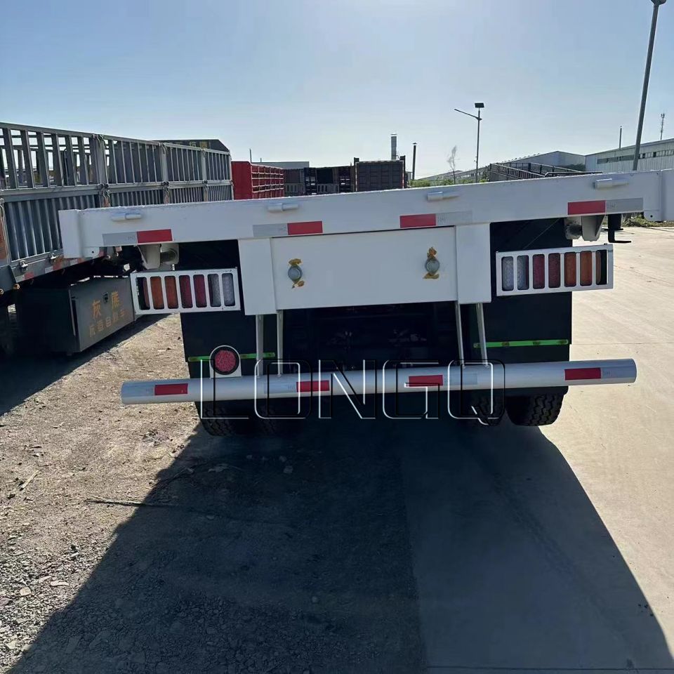 รถพ่วงกึ่งพ่วงพื้นเรียบติดผนังด้านข้าง 3 เพลา 40 ฟุต รถพ่วงกึ่งพ่วงพื้นเรียบติดผนังด้านข้าง 3 เพลา 40 ฟุต