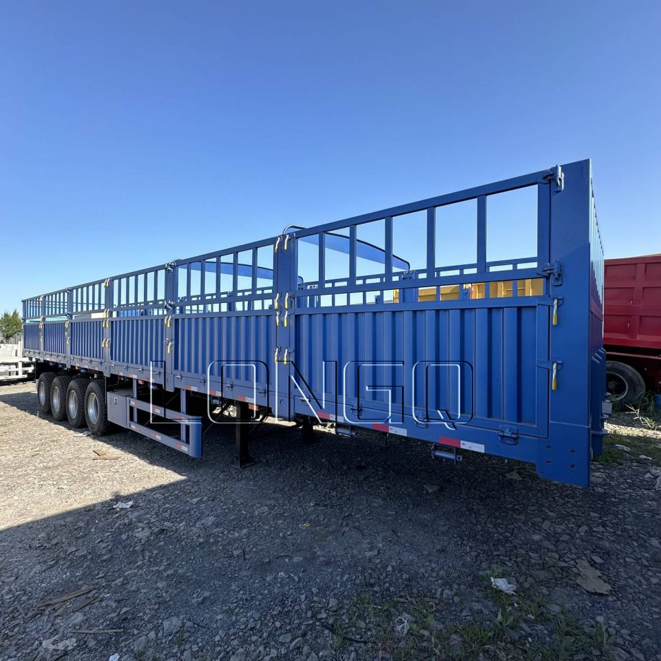 รถกึ่งพ่วงบรรทุกสินค้ารั้ว 4 เพลา รถกึ่งพ่วงบรรทุกสินค้ารั้ว 4 เพลา