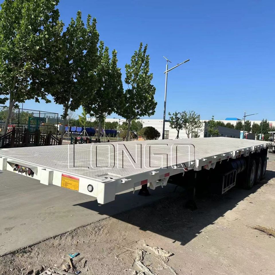 รถพ่วงกึ่งพ่วงพื้นเรียบติดผนังด้านข้าง 3 เพลา 40 ฟุต รถพ่วงกึ่งพ่วงพื้นเรียบติดผนังด้านข้าง 3 เพลา 40 ฟุต