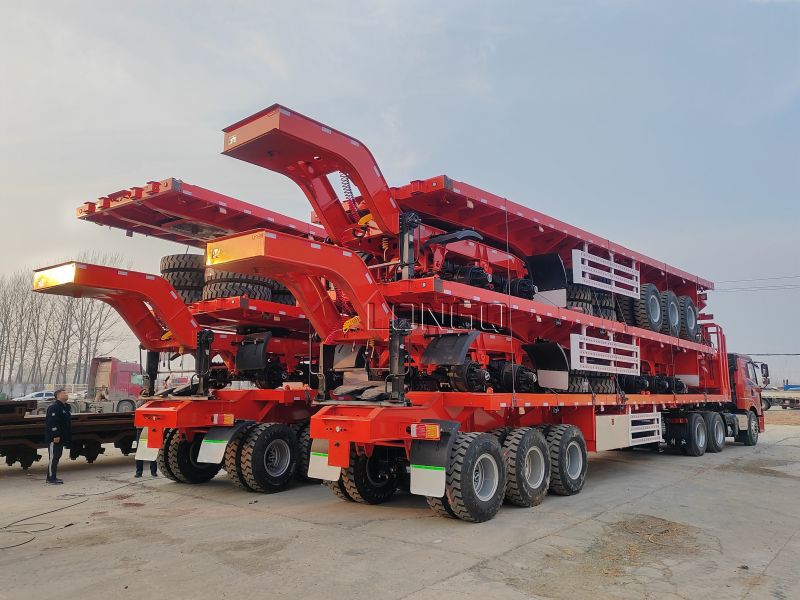 รถพ่วงพื้นเรียบตู้คอนเทนเนอร์ 3 เพลามองโกเลีย รถพ่วงพื้นเรียบตู้คอนเทนเนอร์ 3 เพลามองโกเลีย